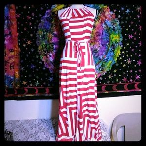 **NWT** Gap Red and White Striped Maxi Dress